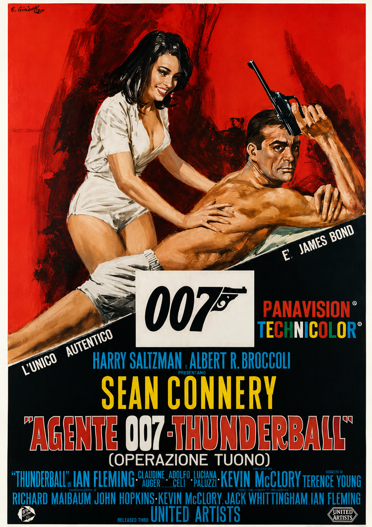 Italian "Quattro Fogli" poster for the 1965 James Bond film Thunderball.