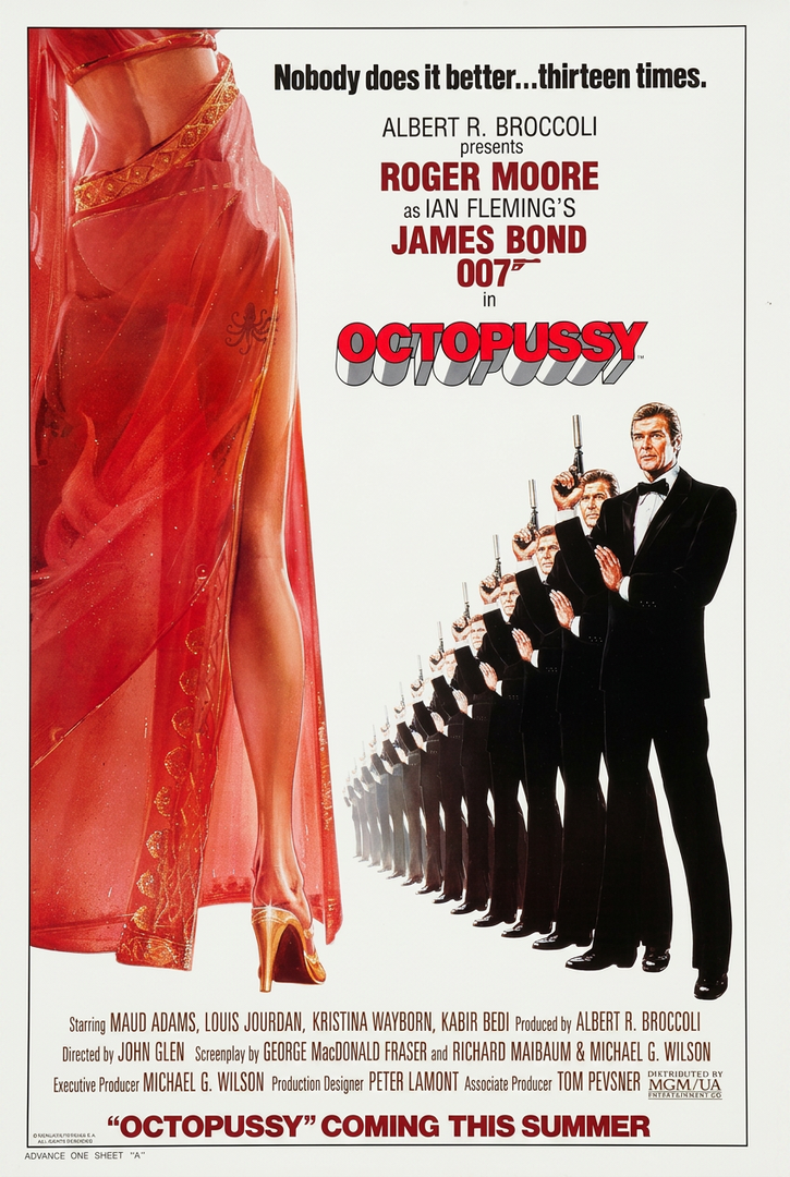 1983 advance "one-sheet" poster for the James Bond film Octopussy. 