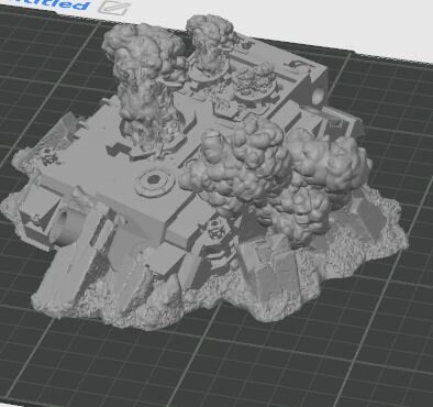 Vindicator wreckage with fire